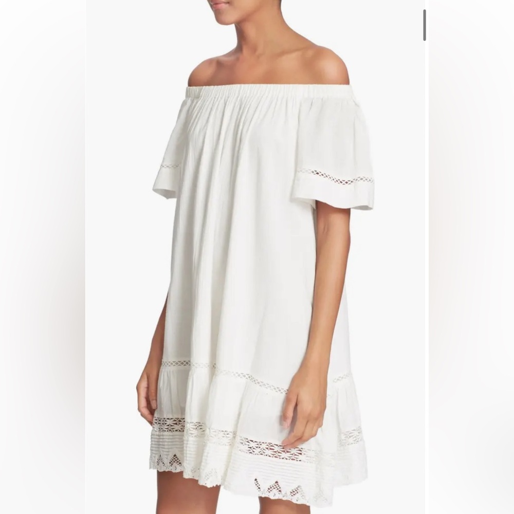 Rebecca Taylor Off-Shoulder White Midi Dress